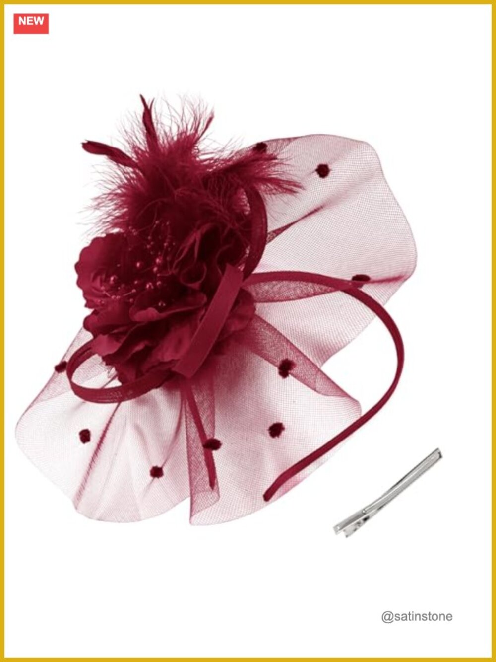 Layered Flower Fascinator Headband Hair Clip Feather Veil Tea Party